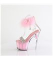 ADORE-727F - Plateau High Heel Sandalette - Rosa/Strass mit Plüsch | Pleaser