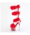 ADORE-728F - Platform High Heel Sandals - Red with Plush | Pleaser