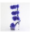 ADORE-728F - Platform high heel sandal - blue with plush | Pleaser