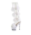 ADORE-728F - Plateau High Heel Sandalette - Weiss mit Plüsch | Pleaser