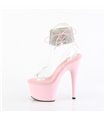 ADORE-791-2RS - Plateau High Heel Sandalette - Rosa/Klar mit Strass | Pleaser