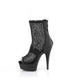 DELIGHT-1006 - Platform Peeptoe Ankle Boots - Black/Mesh | Pleaser