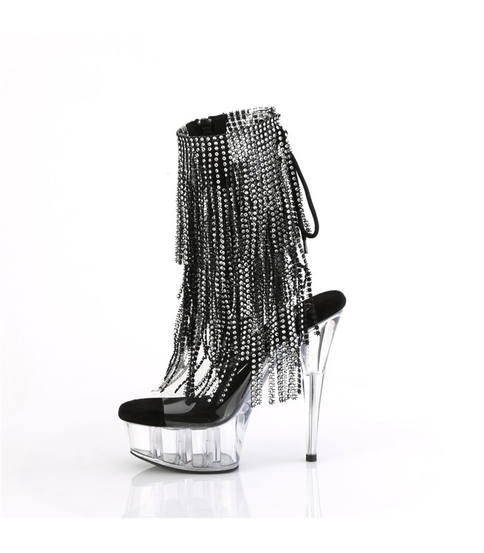 DELIGHT-1017RSF - platform ankle boots - black with rhinestones | Pleaser