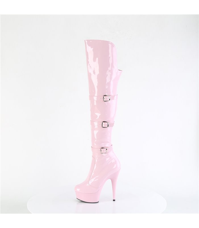 DELIGHT-3018 - Platform Overknee Boots - Pink shiny | Pleaser