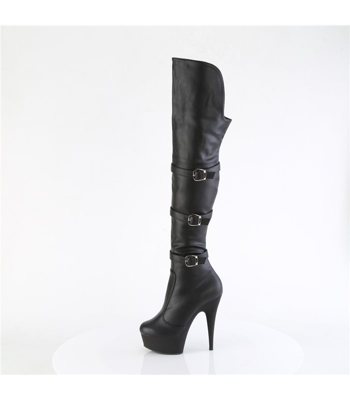 DELIGHT-3018 - Platform Overknee Boots - Black Matt | Pleaser