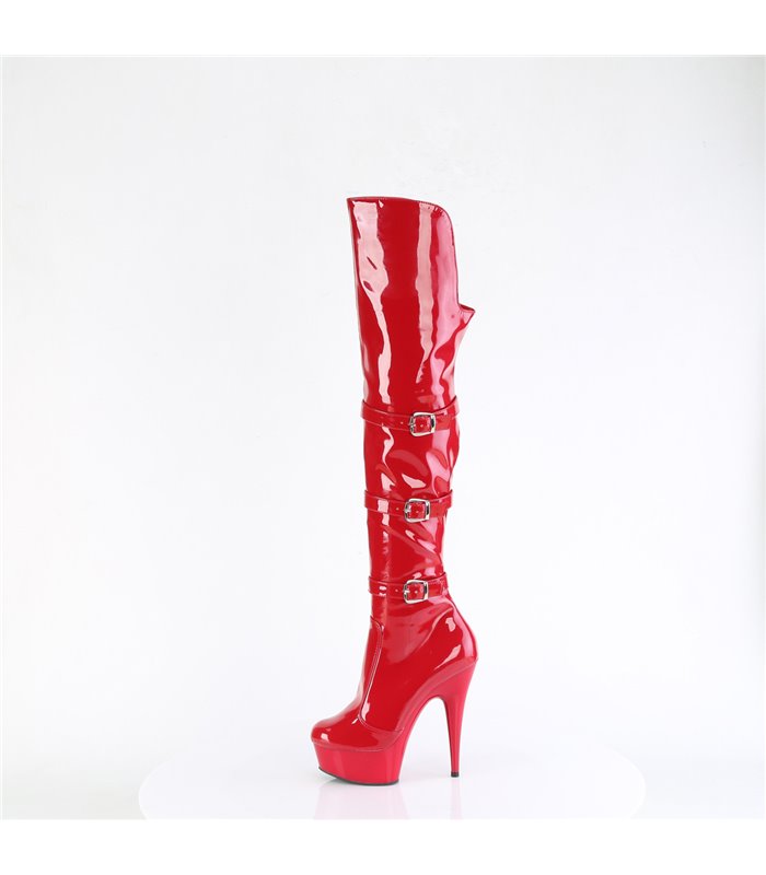 DELIGHT-3018 - Plateau Overknee Stiefel - Rot Lack | Pleaser