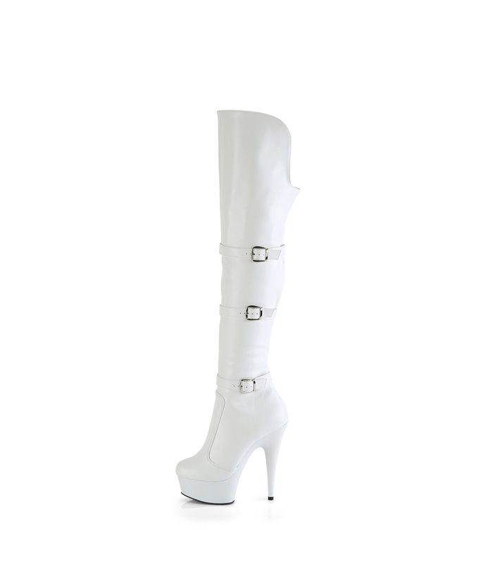 DELIGHT-3018 - Platform Overknee Boots - Matt White | Pleaser