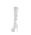 DELIGHT-3018 - Platform Overknee Boots - Matt White | Pleaser