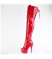 DELIGHT-3022 - Plateau Overknee Laarzen - Rood Lakleer | Pleaser