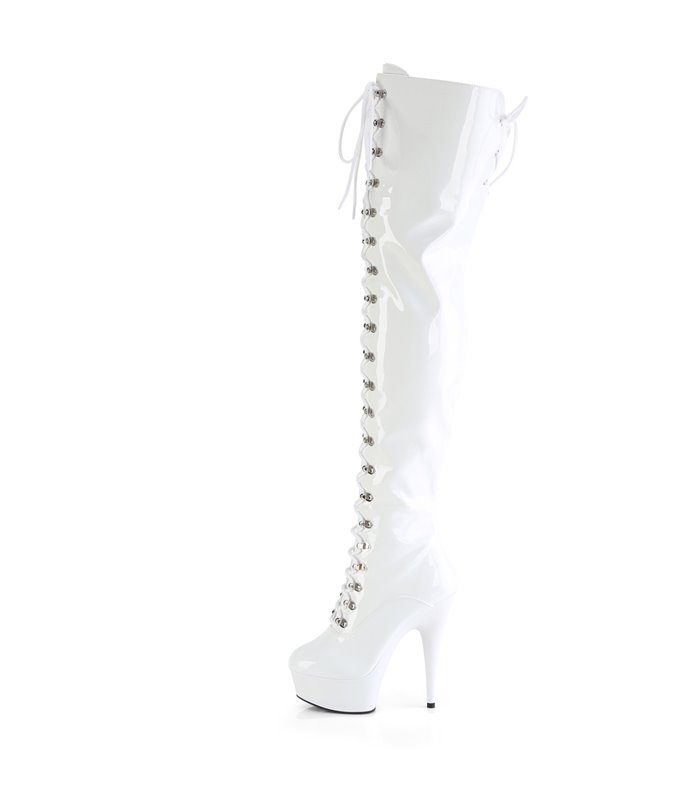 DELIGHT-3022 - Plateau Overknee Stiefel - Weiss Lack | Pleaser