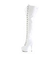 DELIGHT-3022 - Platform Overknee Boots - White shiny | Pleaser