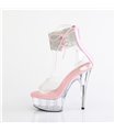 DELIGHT-624RS - Plateau High Heel Sandalette - Rosa/Klar mit Strass | Pleaser