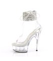 DELIGHT-624RS - Plateau High Heel Sandalette - Klar mit Strass | Pleaser