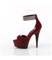 DELIGHT-625 - Plateau High Heel Sandalette - Rot Velour mit Strass | Pleaser