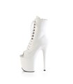 FLAMINGO-1021 - Platform Peep Toe Ankle Boots - White Matt | Pleaser