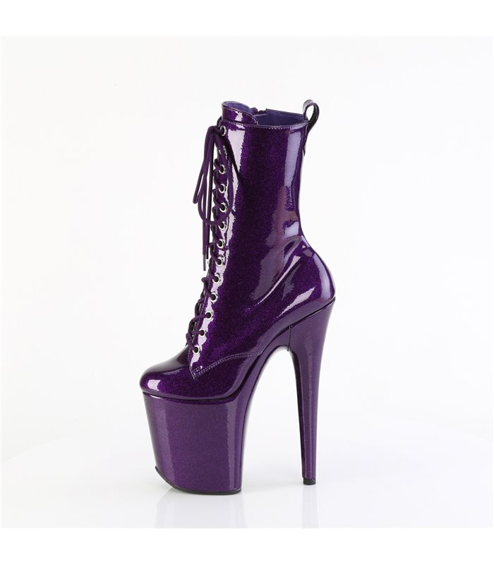 FLAMINGO-1040GP - platform ankle boots - purple shiny with glitter | Pleaser