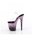 FLAMINGO-808SS - Plateau sandaal met hoge hak - zwart/roze glitter | Pleaser