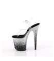 FLAMINGO-808SS - Plateau High Heel Sandalette - Schwarz/Glitzer mit Farbverlauf | Pleaser