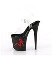 FLAMINGO-808TGRS - Plateau High Heel Sandalette - Schwarz Matt mit rotem Strass | Pleaser