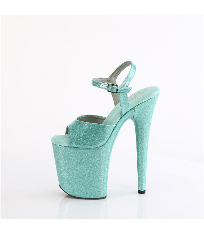 FLAMINGO-809GP - Platform high heel sandal - green glitter | Pleaser