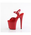 FLAMINGO-809GP - Plateau High Heel Sandalette - Rot Lack mit Glitzer | Pleaser