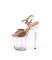 FLAMINGO-809HT - Platform High Heel Sandal - Clear/Gold Holographic | Pleaser