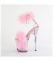 FLAMINGO-824F - Plateau High Heel Sandalette - Rosa mit Plüsch | Pleaser