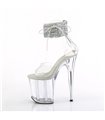 FLAMINGO-824RS-02 - Platform high heel sandal - clear with rhinestones | Pleaser