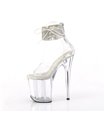 FLAMINGO-824RS - Platform sandaal met hoge hak - transparant met strass steentjes | Pleaser