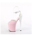 FLAMINGO-868 - Platform High Heel Sandals - Pink/White shiny | Pleaser