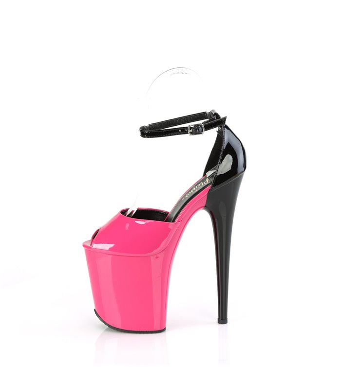 FLAMINGO-868 - Plateau High Heel Sandalette - Schwarz/Pink | Pleaser