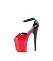 FLAMINGO-868 - Plateau High Heel Sandalette - Rot/Schwarz Lack | Pleaser