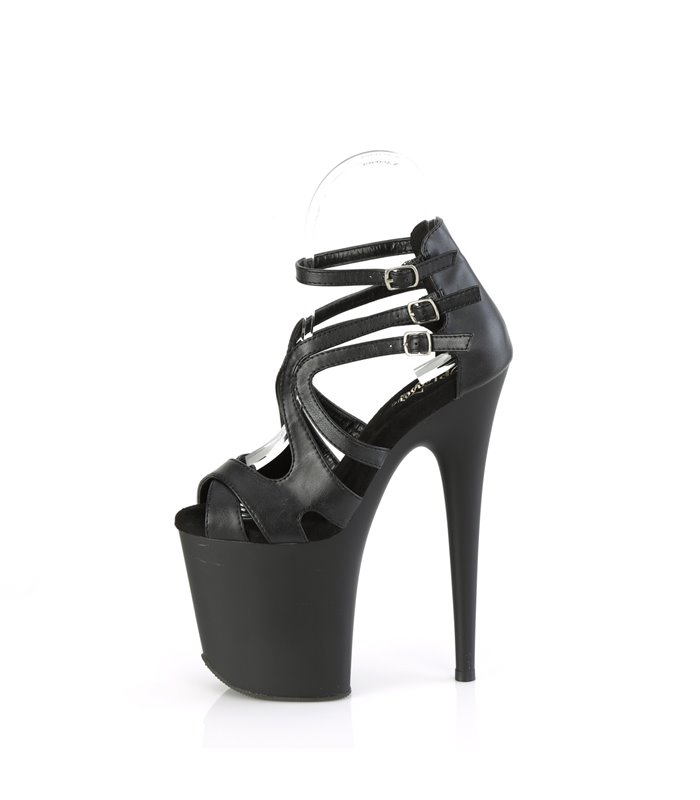 FLAMINGO-877 - Plateau High Heel Sandalette - Schwarz Matt | Pleaser