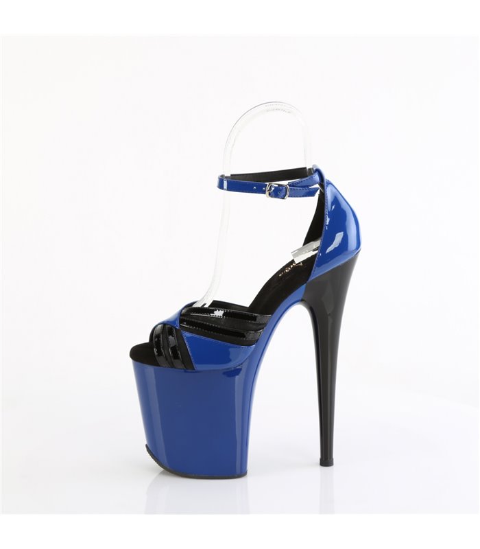 FLAMINGO-884 - Platform High Heel Sandals - Blue/Black shiny | Pleaser