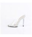 GALA-01DM - Mules - silver/clear with rhinestones | Fabulicious