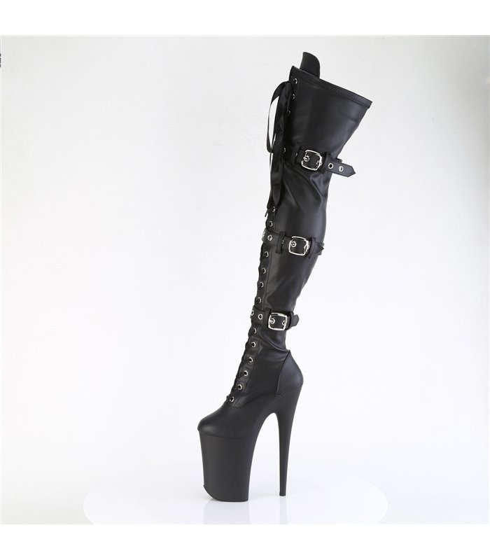 INFINITY-3028 - Platform Overknee Boots - Black Matt | Pleaser