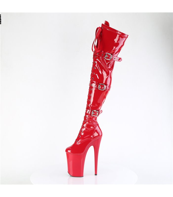 INFINITY-3028 - Plateau Overknee Stiefel - Rot Lack | Pleaser