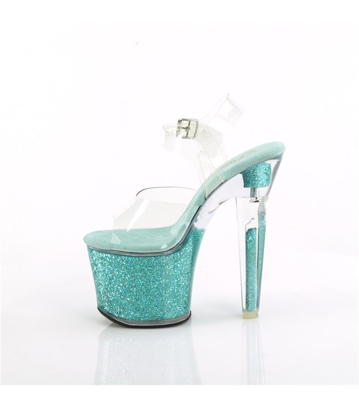 LOVESICK-708SG - Platform high heel sandal - turquoise glitter | Pleaser