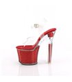 LOVESICK-708SG - Plateau High Heel Sandalette - Rot Glitzer | Pleaser