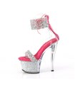 SKY-327RSI - Plateau High Heel Sandalette - Pink/Silber mit Strass | Pleaser