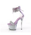 SKY-327RSI - Plateau High Heel Sandalette - Lila/Silber mit Strass | Pleaser