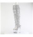 SPECTATOR-3019C-RSF - Plateau Overknee Stiefel - Silber/Klar mit Strass | Pleaser