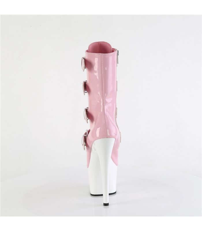 ADORE-1046TT - Platform Ankle Boots - Pink/White Shiny | Pleaser