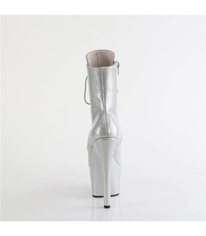 ADORE-1020GP - platform ankle boots - silver shiny with glitter | Pleaser