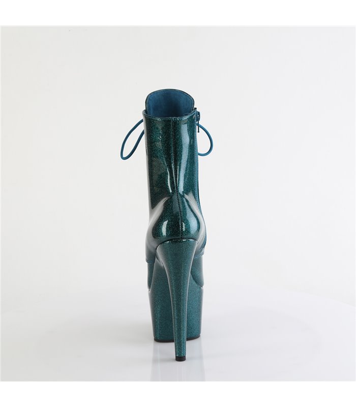 ADORE-1020GP - enkellaarsjes met plateauzool - blauw/groen met glitters | Pleaser