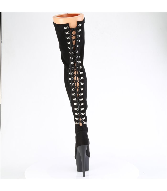 ADORE-3063 - Platform Overknee Laarzen - Zwart Velours | Pleaser