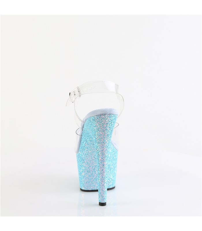 ADORE-708LG - Platform high heel sandal - baby blue with glitter | Pleaser