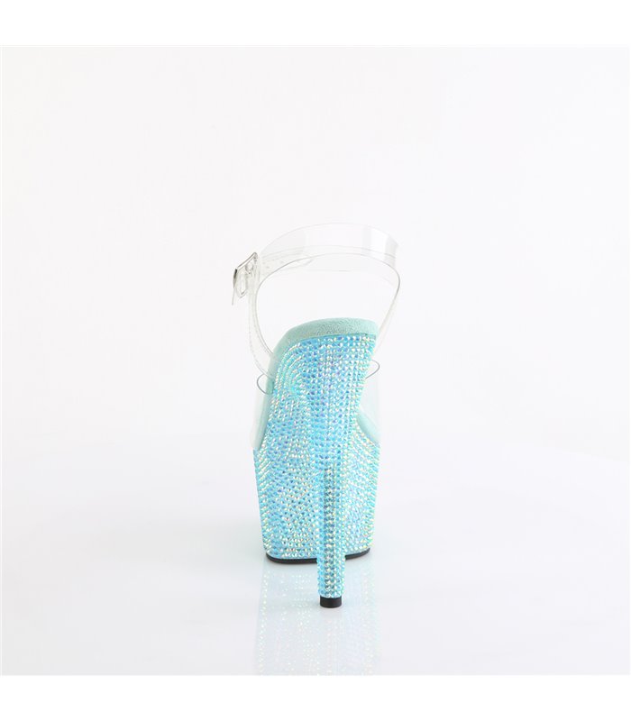 BEJEWELED-708RRS - Platform high heel sandal - turquoise with rhinestones | Pleaser