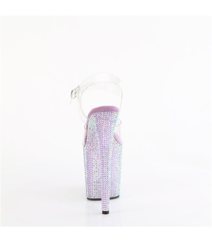 BEJEWELED-808RRS - Plateau sandaal met hoge hak - paars/lila met strass steentjes | Pleaser