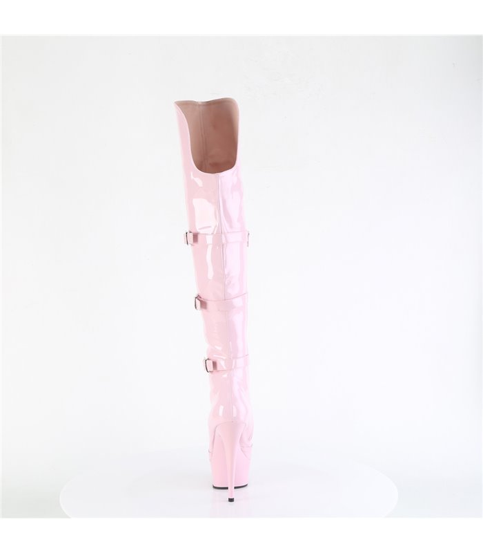 DELIGHT-3018 - Platform Overknee Boots - Pink shiny | Pleaser